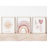 Kit 3 Quadros Sol Arco Íris Love Boho Quarto Menina Infantil - 1