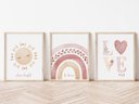 Ver imagem 1 de Kit 3 Quadros Sol Arco Íris Love Boho Quarto Menina Infantil