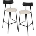 Ver imagem 1 de Kit 02 Banquetas Alta Bar Cozinha Sala De Jantar Milão L02 Couríssimo Preto Linho Cru - Lyam Decor