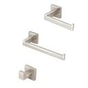 Ver imagem 1 de Kit Acessórios Banheiro Inox Escovado Quadrado Inox 3 Peças