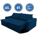 Ver imagem 7 de Sofá Amazonas 2,20 Metros Retrátil com Molas Suede Veludo Light Azul - Sofá na Web