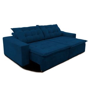Sofá Amazonas 2,20 metros Retrátil com Molas Suede Veludo Light azul - Sofá na Web