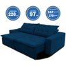 Sofá Amazonas 2,20 Metros Retrátil com Molas Suede Veludo Light Azul - Sofá na Web - 3