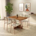 Ver imagem 2 de Conjunto Sala de Jantar 4 Cadeiras Blum Carraro Nogal Rosê
