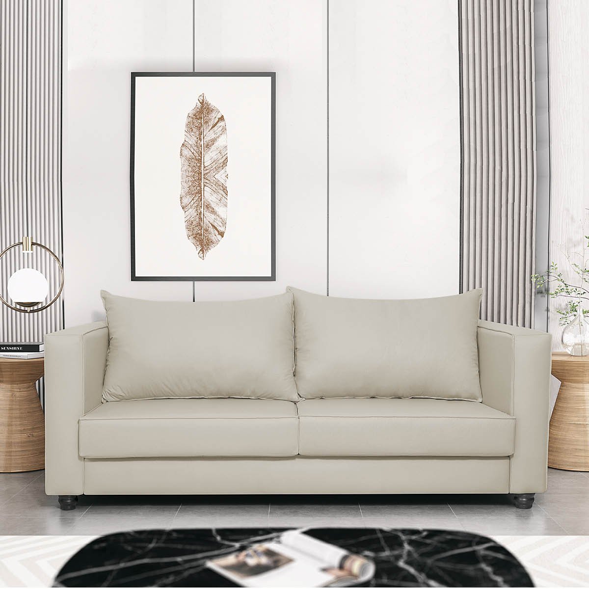 Sofá 2 Lugares Lisboa Linho Amarena Móveis Sofá 2 Lugares Sofás Bege