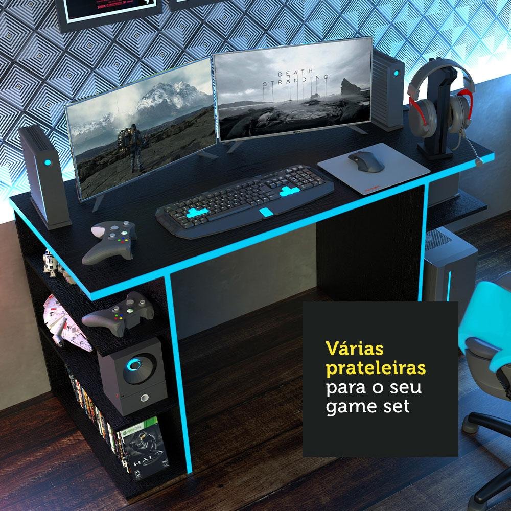 Mesa Computador Gamer Madesa 9409 - Preto/azul - 4