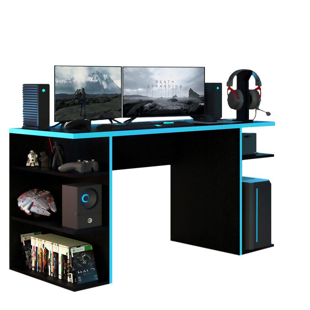 Mesa Computador Gamer Madesa 9409 - Preto/azul - 2