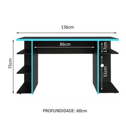 Mesa Computador Gamer Madesa 9409 - Preto/azul - 4