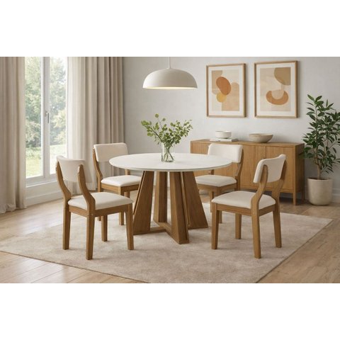 Sala de Jantar Redonda 4 Cadeiras 1,10 Ibiza -domus Móveis