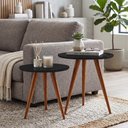 Ver imagem 2 de Conjunto Mesa Lateral Rubi Tampo Redondo Kit 2 Mesas Pés Palito para Sala de Estar Sofá - Preto