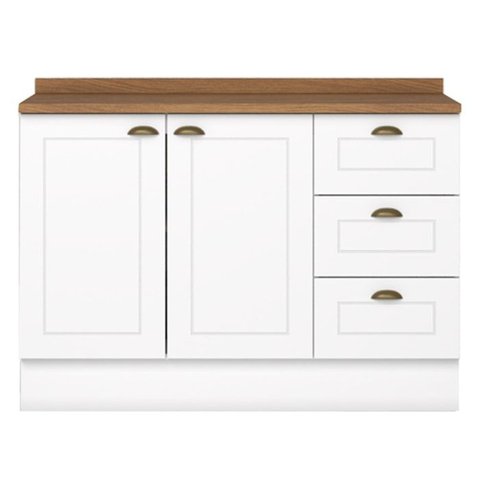 Balcao Pia com Tampo 120cm C353 Americana Branco Nature Henn