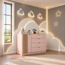 Ver imagem 1 de Cômoda Infantil 100% MDF 4 Gavetas 1 Porta Ripado Ayla Rose