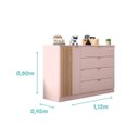 Ver imagem 2 de Cômoda Infantil 100% MDF 4 Gavetas 1 Porta Ripado Ayla Rose