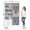 Ver imagem 3 de Guarda Roupa Solteiro Caju 4 Portas e Penteadeira Daila com Led Branco - Henn