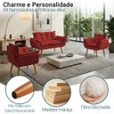 Ver imagem 3 de Kit Namoradeira Decorativa e 2 Poltronas Confortável para Sala Recepção Manicure Alice Suede