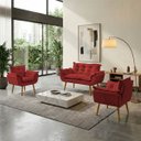 Ver imagem 1 de Kit Namoradeira Decorativa e 2 Poltronas Confortável para Sala Recepção Manicure Alice Suede