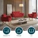 Ver imagem 5 de Kit Namoradeira Decorativa e 2 Poltronas Confortável para Sala Recepção Manicure Alice Suede