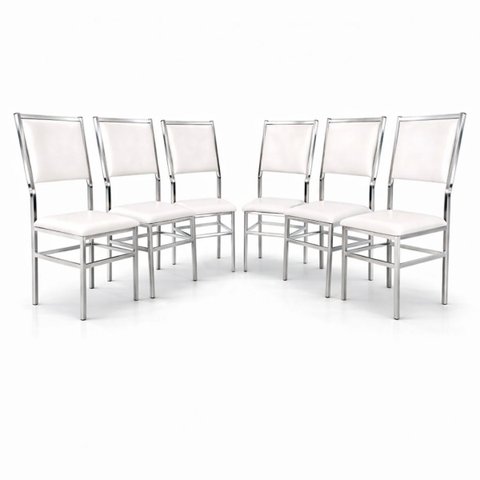Kit 6 Cadeiras Flora de Cozinha e Sala de Jantar Reforço Cromada Assento e Encosto Branco