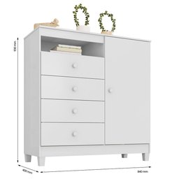 Guarda Roupa Infantil 4 Portas Com Cômoda Sapateira 1 Porta 4 Gavetas Aquarela Branco Flex Clique Ch - 8