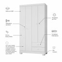 Ver imagem 5 de Guarda Roupa Infantil 4 Portas 2 Gavetas com Cômoda e Sapateira Branco Flex Azul e Rosa