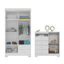 Ver imagem 6 de Guarda Roupa Infantil 4 Portas 2 Gavetas e Comoda Sapateira 1 Porta 4 Gavetas Branco Flex Azul Rosa