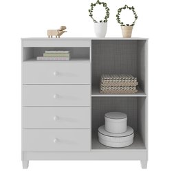 Guarda Roupa Infantil 4 Portas Com Cômoda Sapateira 1 Porta 4 Gavetas Aquarela Branco Flex Clique Ch - 9