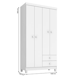 Guarda Roupa Infantil 4 Portas Com Cômoda Sapateira 1 Porta 4 Gavetas Aquarela Branco Flex Clique Ch - 6