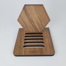 Porta Copos Madeira Mesa Bar Cozinha Hexágono 6un - Carvalho - 4