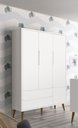 Ver imagem 2 de Guarda-roupa Retrô 3 Portas Théo New Branco Fosco com Madeira - Moveisaqui