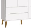 Ver imagem 3 de Guarda-roupa Retrô 3 Portas Théo New Branco Fosco com Madeira - Moveisaqui