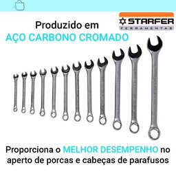 Kit 12 Peças Chave Combinada 6 A 22mm Boca e Estrela Starfer - 2