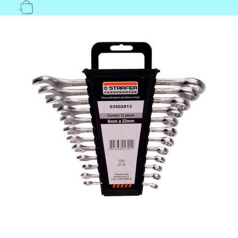 Kit 12 Peças Chave Combinada 6 A 22mm Boca e Estrela Starfer