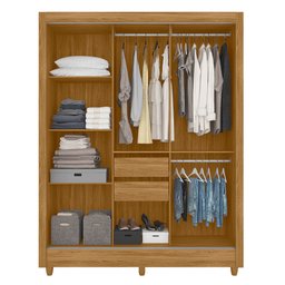 Guarda Roupa 3 Portas Deslizantes com Espelho Bolívia Freijó Cinza 981031 Moval - 3