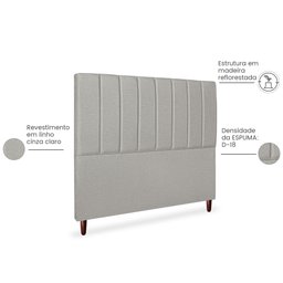Cabeceira Estofada Cama Box Casal Carla 140cm Linho:cinza Claro - 4