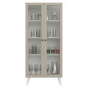 Ver imagem 5 de Cristaleira 70 cm 2 Portas de Vidro com Pés Cônicos Branco/Crema/Branco Vik Madesa