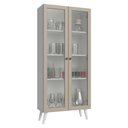 Ver imagem 2 de Cristaleira 70 cm 2 Portas de Vidro com Pés Cônicos Branco/Crema/Branco Vik Madesa