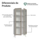 Ver imagem 4 de Cristaleira 70 cm 2 Portas de Vidro com Pés Cônicos Branco/Crema/Branco Vik Madesa