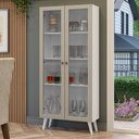 Ver imagem 1 de Cristaleira 70 cm 2 Portas de Vidro com Pés Cônicos Branco/Crema/Branco Vik Madesa
