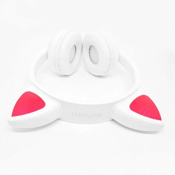 Headphone Bluetooth Orelhas Led Fone Gatinho Hf-c240bt Rosa