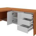 Ver imagem 4 de Mesa Tamburato Chefia 2 Portas 3 Gavetas Freijó/branco - Artany Móveis