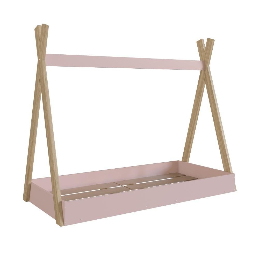 Cama Infantil Cabana Com Colchão MDF Marrom Madeira Rosa - 6