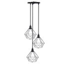Ver imagem 1 de Lustre Pendente Aramado Triplo Diamante Preto Cabo Regulável Luminária Agp Ilumini Retro Diamante Lu