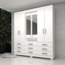 Guarda Roupa Casal com Espelho 9 Gavetas 6 Portas 100% MDF Débora Branco - 2