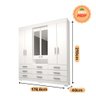 Guarda Roupa Casal com Espelho 9 Gavetas 6 Portas 100% MDF Débora Branco - 4