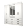 Guarda Roupa Casal com Espelho 9 Gavetas 6 Portas 100% MDF Débora Branco - 1