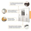 Ver imagem 3 de Guarda Roupa Casal com Espelho 9 Gavetas 6 Portas 100% MDF Débora Branco