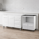 Ver imagem 1 de Balcão de Pia 120 cm Bianca  Com Balcão para Cooktop de 5 Bocas Elisa Armário para Cozinha - Moblis