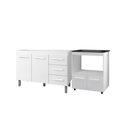 Ver imagem 2 de Balcão de Pia 120 cm Bianca  Com Balcão para Cooktop de 5 Bocas Elisa Armário para Cozinha - Moblis