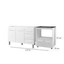 Ver imagem 3 de Balcão de Pia 120 cm Bianca  Com Balcão para Cooktop de 5 Bocas Elisa Armário para Cozinha - Moblis