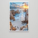 Ver imagem 3 de Quadro Decorativo Mar entre Pedras Vertical Sala Quarto Casa Escritório